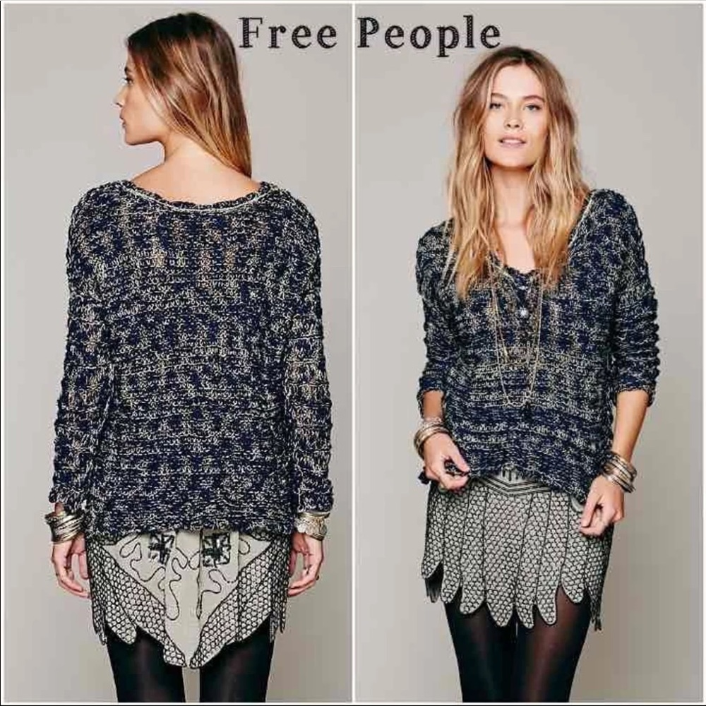 Free People Side Slit V Neck Pullover XS